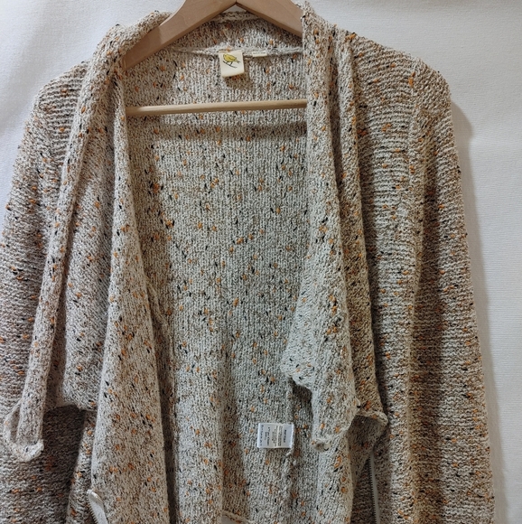 Anthropologie Little Yellow‎ Bird Wool Blend Cardigan Moto Sweater Cream Tan S - Picture 4 of 13